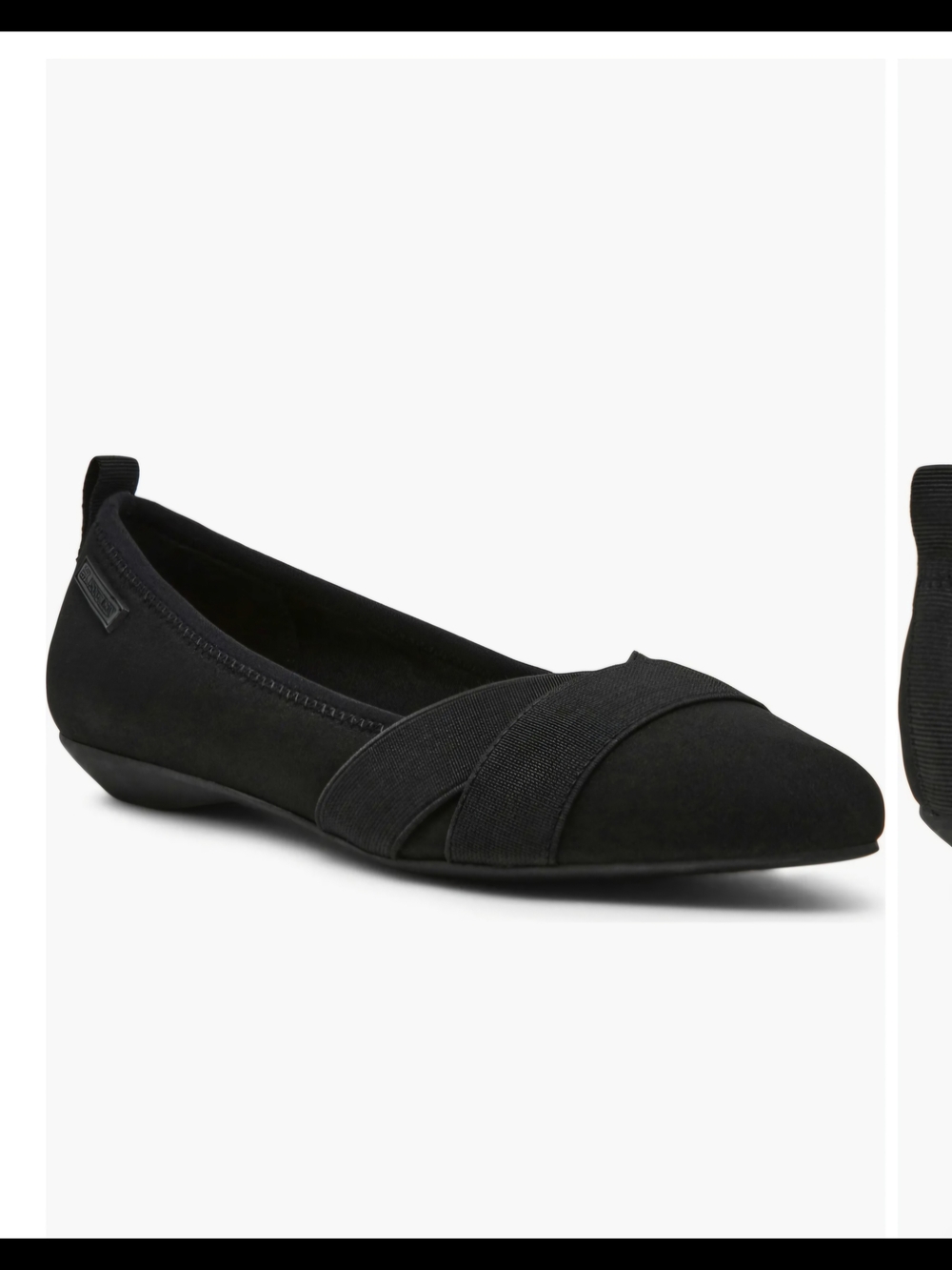 Anne Klein Black Pointed Toe Espadrille Flats with Cross Elastic Straps